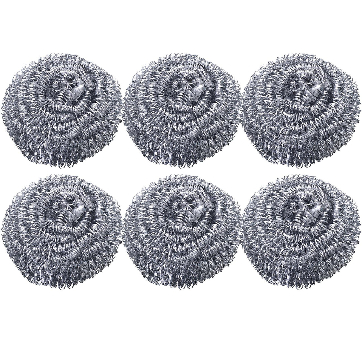 6Pcs Stainless Steel Scrubber,Heavy-Duty Curled Flat Wire Scouring Pad,Steel Wool Scrubber Pads For Cleaning Dishes, Pans, Pots, Ovens, Grills, Sinks - Stainless Steel Scrubbers For Kitchen 6pcs