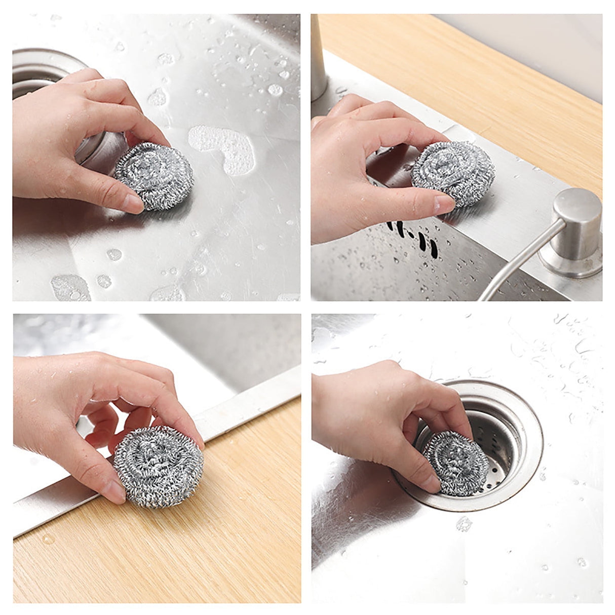 6Pcs Stainless Steel Scrubber,Heavy-Duty Curled Flat Wire Scouring Pad,Steel Wool Scrubber Pads For Cleaning Dishes, Pans, Pots, Ovens, Grills, Sinks - Stainless Steel Scrubbers For Kitchen 6pcs