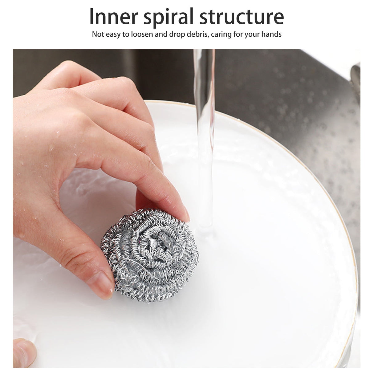 6Pcs Stainless Steel Scrubber,Heavy-Duty Curled Flat Wire Scouring Pad,Steel Wool Scrubber Pads For Cleaning Dishes, Pans, Pots, Ovens, Grills, Sinks - Stainless Steel Scrubbers For Kitchen 6pcs