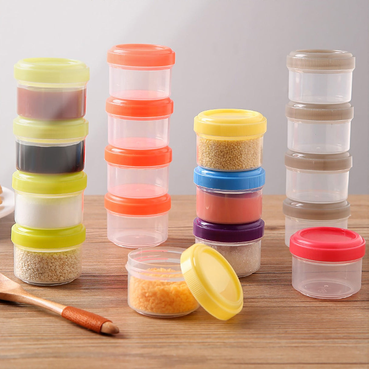 4Pcs Clear Plastic Jars With Lids,Small Plastic Storage Jars With Screw On Lids,Mini Wide-Mouth Refillable Storage Containers,Empty Round Containers For Candy,Beads,Lotion,Food Storage,Red Orange