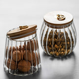 Sugar Containers With Bamboo Lids,Glass Coffee Canister Airtight Food Storage Jar With Lid, Candy Glass Canister Decorative Jars For Food Sugar Coffee Beans Tea, Coffee Bar Accessories B