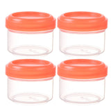 4Pcs Clear Plastic Jars With Lids,Small Plastic Storage Jars With Screw On Lids,Mini Wide-Mouth Refillable Storage Containers,Empty Round Containers For Candy,Beads,Lotion,Food Storage,Purple Orange
