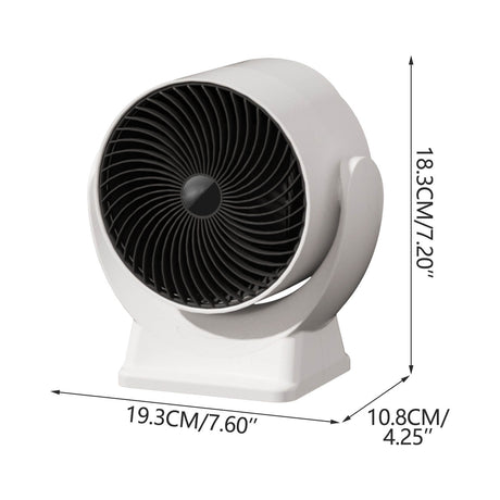 Space Heater,Mini Desk Heater for Office with 160° Lateral Auto Oscillation,3 Adjustable Gears,Tip-Over and Overheat Protection,Fast Heating,Small Ultra-Quiet Desktop Fan with USB Power White EU Standard