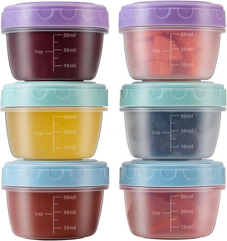 6Pcs 2Oz Small Containers With Lids,Reusable Plastic Storage Jars For Snack And Puree, Salad Dressing Container To Go, Storage Containers, Freezer Food Containers, Dishwasher Safe,Bpa Free 6PCS