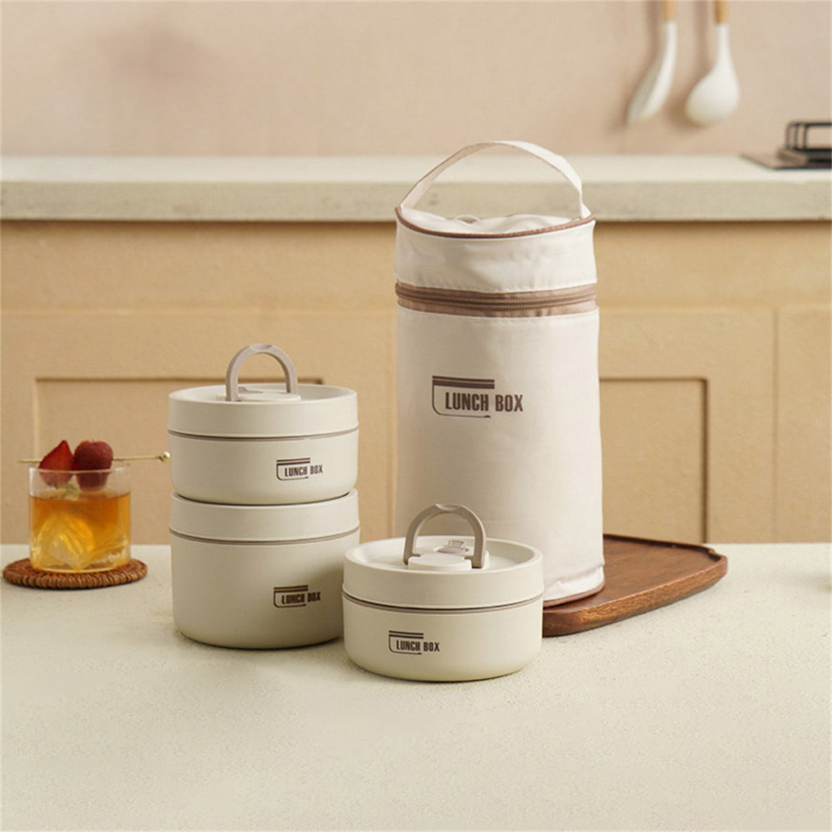 Insulated Lunch Box,Thermo Food Jar for Hot Food,Lunch Containers Wide Mouth Vacuum Insulated Stainless Steel Leakproof Lunch Box,Portable Stainless Steel Food Container,Thermal Food Container 420ML(2PCS)+620ML(1PCS) Brown