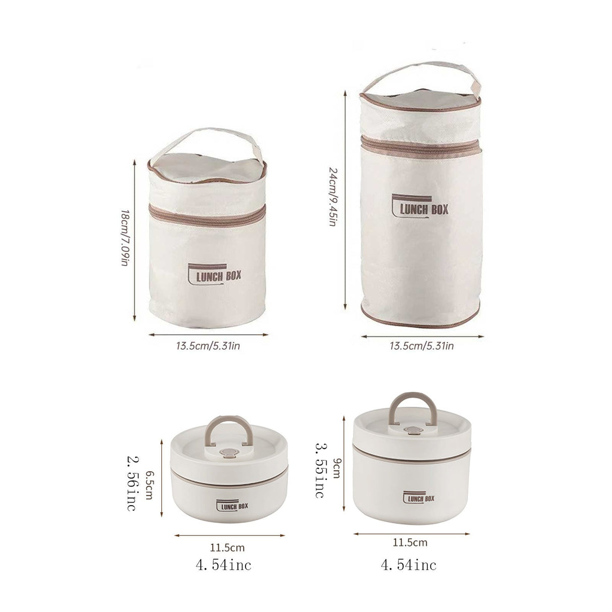 Insulated Lunch Box,Thermo Food Jar for Hot Food,Lunch Containers Wide Mouth Vacuum Insulated Stainless Steel Leakproof Lunch Box,Portable Stainless Steel Food Container,Thermal Food Container 420ML+620ML Brown