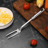 13-Inch Two Pronged Steak Fork Made of 304 Stainless Steel，Heavy Duty for Carving and Serving Meat，Comfortable Long Handle for Grilling and BBQ，Elegant Addition to Kitchen Utensils.