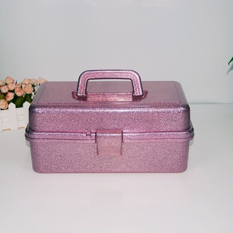 1 Piece Plastic Storage Bins With Lid and Handle, Plastic Latch Storage Box, Stackable Storage Container, Small Plastic, Pink, 33 x 14.5 x 19.5 cm