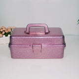 1 Piece Plastic Storage Bins With Lid and Handle, Plastic Latch Storage Box, Stackable Storage Container, Small Plastic, Pink, 33 x 14.5 x 19.5 cm