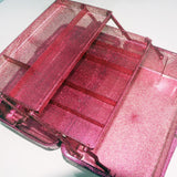1 Piece Plastic Storage Bins With Lid and Handle, Plastic Latch Storage Box, Stackable Storage Container, Small Plastic, Pink, 33 x 14.5 x 19.5 cm