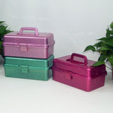 1 Piece Plastic Storage Bins With Lid and Handle, Plastic Latch Storage Box, Stackable Storage Container, Small Plastic, Pink, 33 x 14.5 x 19.5 cm