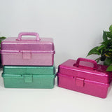 1 Piece Plastic Storage Bins With Lid and Handle, Plastic Latch Storage Box, Stackable Storage Container, Small Plastic, Pink, 33 x 14.5 x 19.5 cm