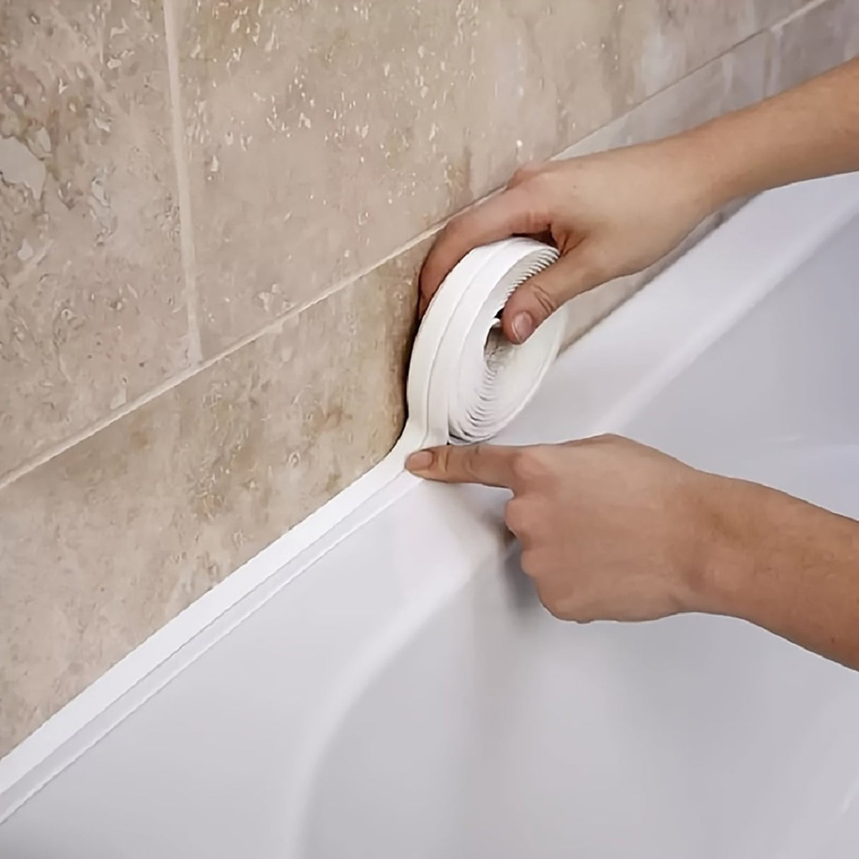 Kitchen Caulk Tape Self Adhesive,Waterproof Caulking Sealing Tape,Easy to Install Caulking Tape for Bathroom Peel and Stick Caulking Strip Floor Tile Wallpaper Toilet Tub Shower Wall(White) White