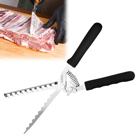 Rib Membrane Remover, Stainless Steel Cooking Accessories, Ergonomic BBQ Accessories, Dishwasher Safe Grilling Accessories, Barbecue Tool Set - Gift for Men, 1 Pcs, 11.0x1.5 11.0" x 1.5" Black