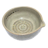 2-in-1 Stoneware Kitchen Grater Plate Tools, Handmade Garlic Grater & Herb Bowl, Efficient Stoneware Herb Stripping Tool,5 Hole Sizes,with Drainage Port, Handmade Garlic Shredder Bowl