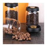 Glass Storage Jar - Airtight Storage Canister - Coffee Canister - Glass Jar with Lid - Food Storage Jar - Candy Jar - Storage Jar - Kitchen Organizer - Pasta Jar - Cookie Jar - Muesli Jar - Storage Jars - Kitchen Accessories - Black - 1 Piece