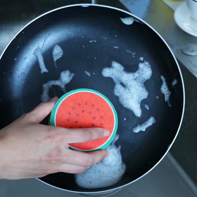 Kitchen Cleaning Sponge | Thick scouring pad | Suitable for dishes, pans, and fruit bowls | Powerful cleaning, durable, and long-lasting(kiwi)