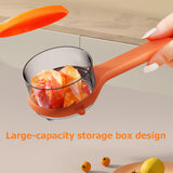 Peeler with collecting tray - Potato peeler - Vegetable peeler - Fruit peeler - Paring knife - Apple peeler - Cucumber peeler - Kitchen utensils - Peeler with container - Kitchen tools - Asparagus peeler - Stainless steel - Peeling knife - Orange - 1 piec