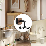 Rotating Kitchen Rack - Utensil Holder - Self-Adhesive Wall Hook - Kitchen Organizer - Rotating Hooks - Adhesive Hook No Drilling - Spatula Rack - Towel Hook - Mug Holder - Kitchen Cabinet Hanging System - Bathroom Hook - Black - 1 Piece