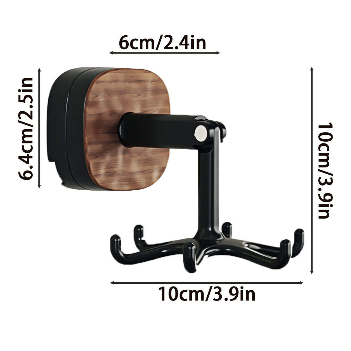 Rotating Kitchen Rack - Utensil Holder - Self-Adhesive Wall Hook - Kitchen Organizer - Rotating Hooks - Adhesive Hook No Drilling - Spatula Rack - Towel Hook - Mug Holder - Kitchen Cabinet Hanging System - Bathroom Hook - Black - 1 Piece