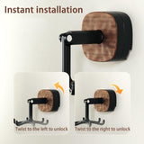 Rotating Kitchen Rack - Utensil Holder - Self-Adhesive Wall Hook - Kitchen Organizer - Rotating Hooks - Adhesive Hook No Drilling - Spatula Rack - Towel Hook - Mug Holder - Kitchen Cabinet Hanging System - Bathroom Hook - Black - 1 Piece