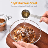 Stainless Steel Measuring Spoons - Measuring Scoop Set - Baking Tools - Kitchen Accessories - Tablespoon and Teaspoon Measure - Coffee Scoop - Stainless Steel - Cookware - Baking Supplies - Dishwasher Safe - Spice Scoops - Silver - 10 Pieces
