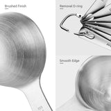 Stainless Steel Measuring Spoons - Measuring Scoop Set - Baking Tools - Kitchen Accessories - Tablespoon and Teaspoon Measure - Coffee Scoop - Stainless Steel - Cookware - Baking Supplies - Dishwasher Safe - Spice Scoops - Silver - 10 Pieces