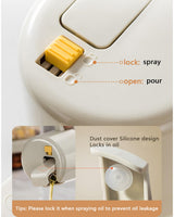 Oil Sprayer - Olive Oil Bottle - Oil Dispenser - 2 in 1 Spray and Pour - Oil Atomizer - Oil Can with Handle - Airfryer Accessories - Kitchen Gadget - Pouring Bottle - Vinegar Bottle - Dressing Shaker - Glass - Anti-Leak - White - 1 Piece