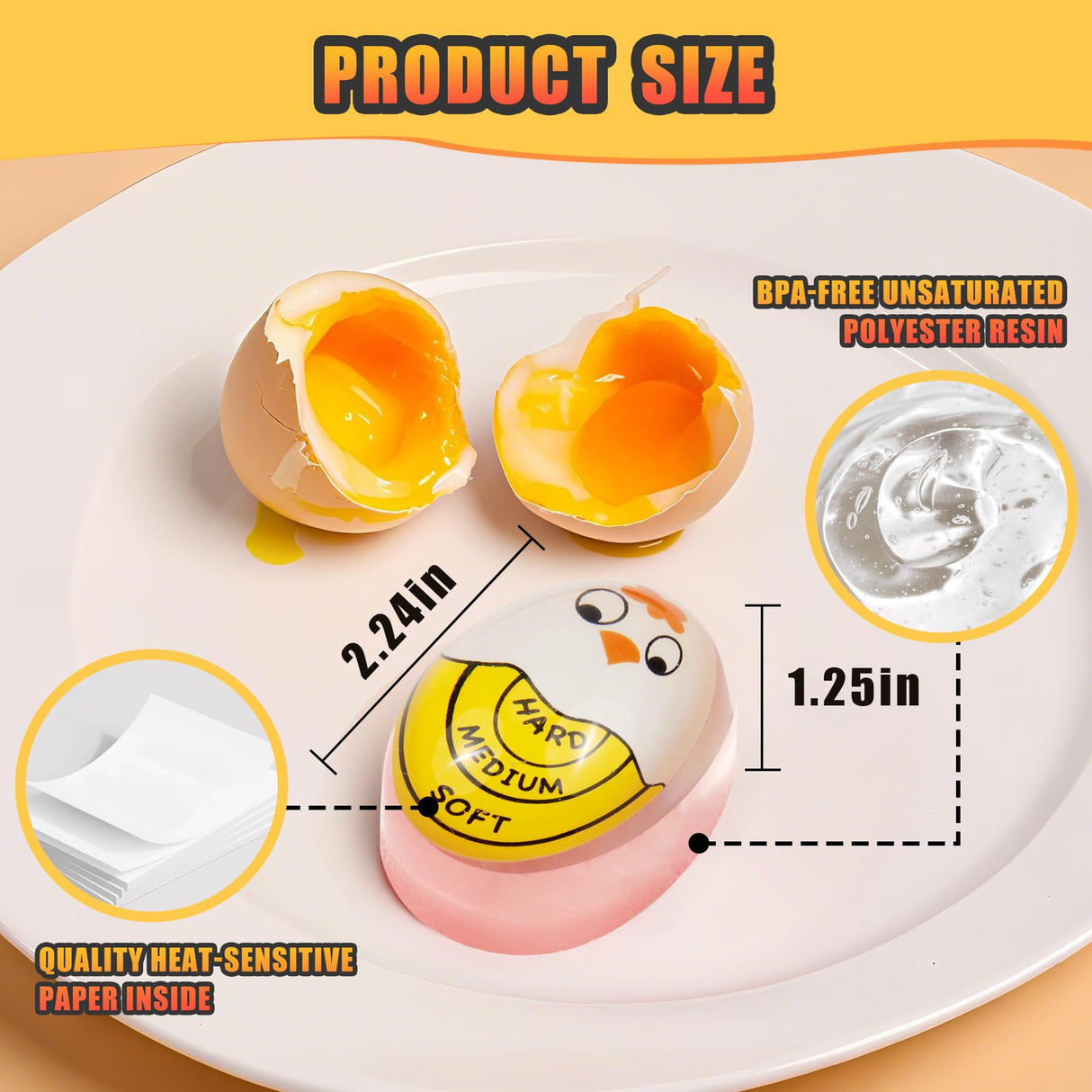 Egg Timer - Cook Along Egg Timer - Kitchen Timer - Egg Timer - Color Change Indicator - Heat Sensitive Sensor - Boil Eggs - Kitchen Gadget - Hard Medium Soft - Kitchen Accessories - Cooking Aid - Funny Gift - Pink - 2 Pieces
