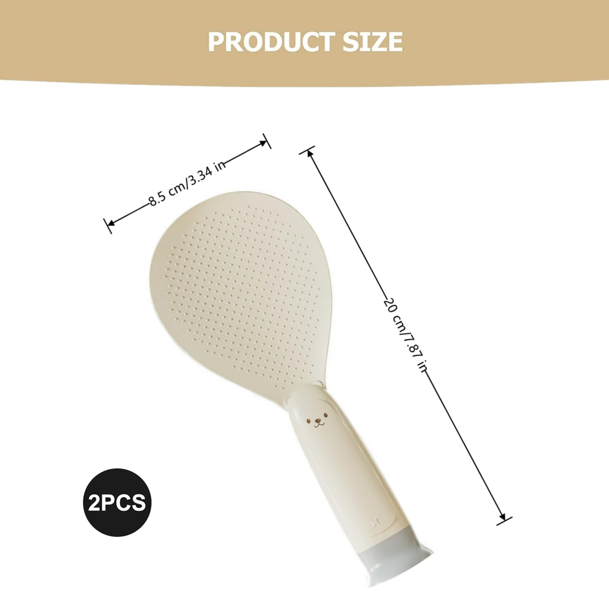 Rice Spoon - Standing Serving Spoon - Rice Scoop - Non-Stick - Rice Cooker Accessories - Potato Spoon - Kitchen Gadget - Sushi Making - Serving Cutlery - Heat Resistant - Dishwasher Safe - Kitchen Utensils - Beige - 2 Pieces