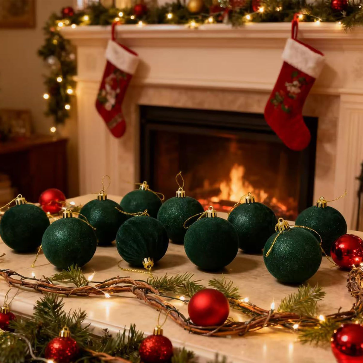 Velvet Christmas Baubles for Tree Decorating, Shatter-Resistant Festive Ornaments with Soft Fabric Finish for Home Decor