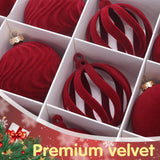 Velvet Christmas Baubles for Tree Decorating, Shatter-Resistant Festive Ornaments with Soft Fabric Finish for Home Decor