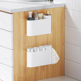 Kitchen Cabinet Organizer - Spice Rack - Door Rack - Kitchen Accessories - Storage Rack - Sink Cabinet Organizer - Garbage Bag Holder - No Drilling - Cabinet Interior - Kitchen Aid - Space Saving - Bathroom Organizer - Adhesive - White - Pack of 2