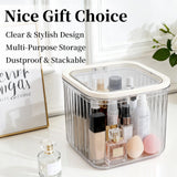 Makeup Organizer - Storage Box with Lid - Jewelry Box - Bathroom Accessories - Cosmetics Storage - Hair Accessories - Storage Box - Storage Containers - Toilet Organizer - Acrylic - Transparent - Set of 2