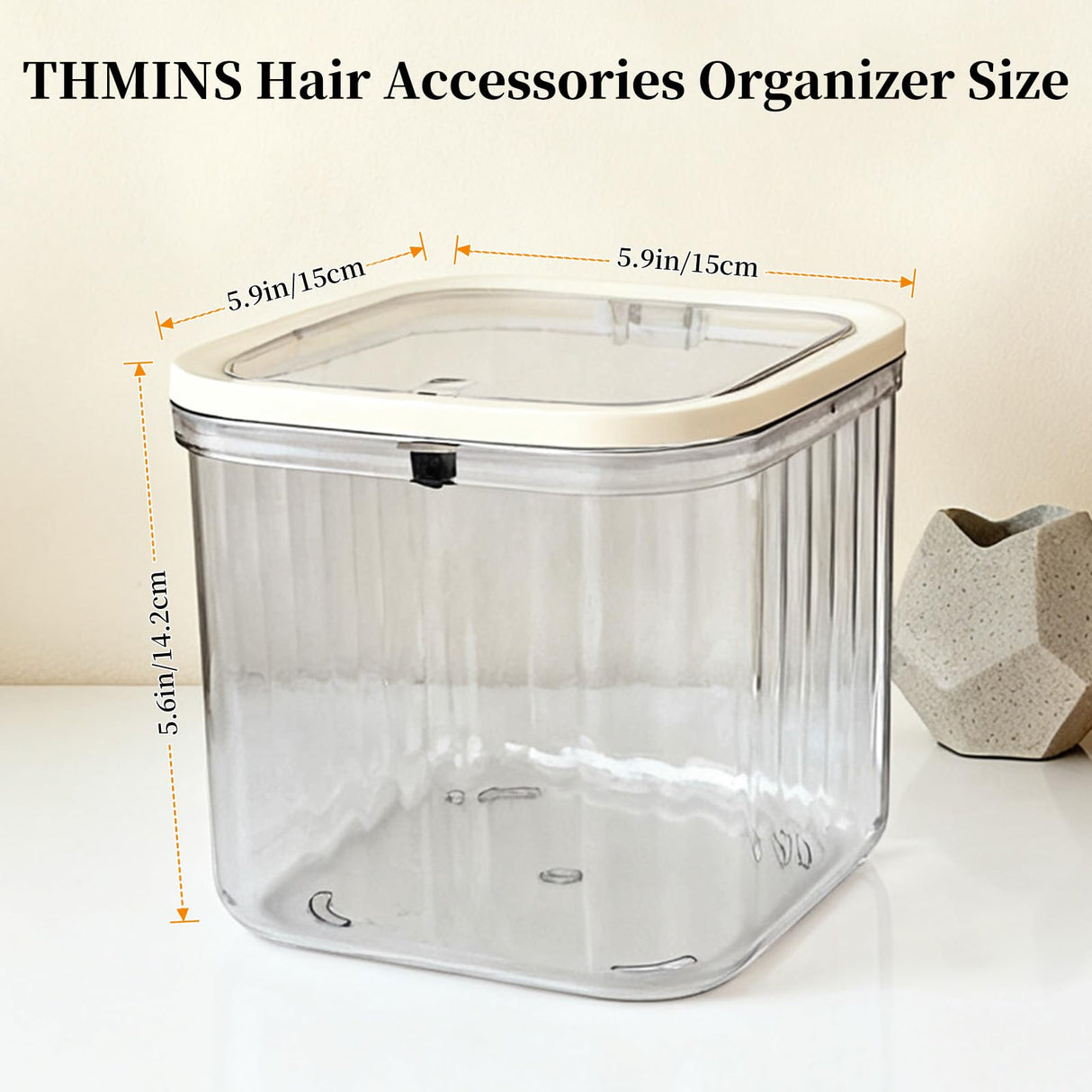 Makeup Organizer - Storage Box with Lid - Jewelry Box - Bathroom Accessories - Cosmetics Storage - Hair Accessories - Storage Box - Storage Containers - Toilet Organizer - Acrylic - Transparent - Set of 2