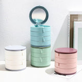 Jewelry box - Jewelry organizer - Jewelry box - Storage box with mirror - Jewelry box - Make-up organizer - Earring holder - Rotating storage system - 4 layers - Jewelry storage - Compact - Accessories tray - Modern design - White - 1 piece