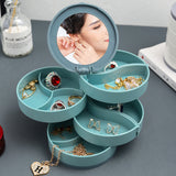 Jewelry box - Jewelry organizer - Jewelry box - Storage box with mirror - Jewelry box - Make-up organizer - Earring holder - Rotating storage system - 4 layers - Jewelry storage - Compact - Accessories tray - Modern design - White - 1 piece