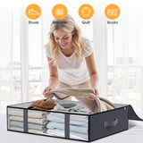 Clothing Storage Bag - Underbed Storage Box - Wardrobe Organizer - Duvet Storage Bag - Large Textile Storage Box - Foldable Storage Bags - Bedding Basket - Clothing Storage - Pillow Bag - Underbed Box Fabric - Storage - Gray - 3 Pieces