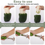 Bell Pepper Pitter - Jalapeño Pepper Drill - Chili Pepper Core Remover - Universal Vegetable Cutter - Kitchen Utensils - Bell Pepper Drill - Seed Remover - Handy Kitchen Aid - Fruit and Vegetable Tool - Kitchen Accessories - White - 2 Pieces