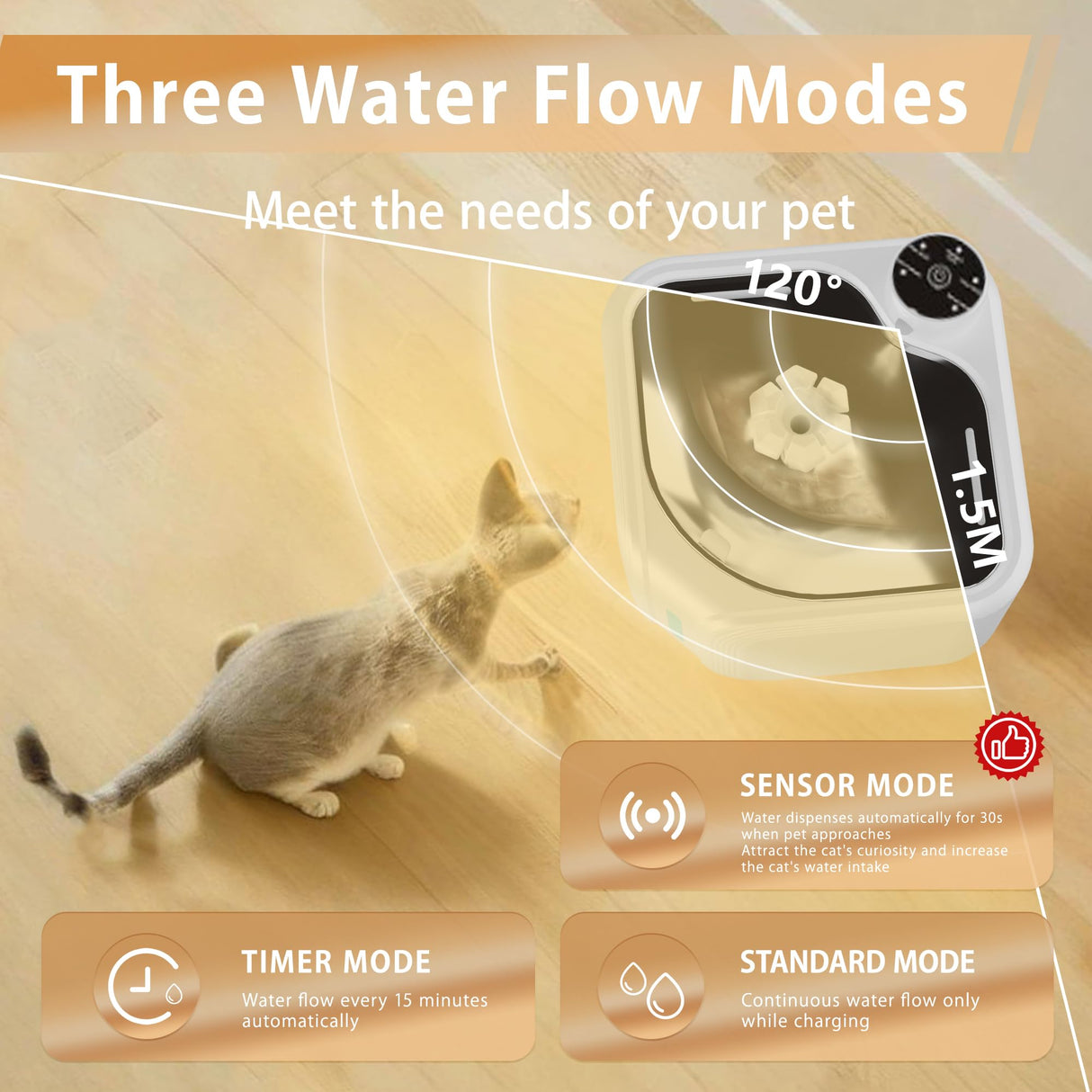 Cat Drinking Fountain - Water Fountain - Dog Drinking Bowl - Automatic Drinking Bowl - Cat Fountain - Dog Fountain - Water Dispenser - Whisper-Quiet - Includes 8 Filters - LED Lighting - Water Bowl - Pet Accessories - 2.8 Liters - White - 1 Piece