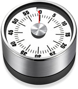 Kitchen Timer - Timer - Kitchen Timer - Egg Timer - Stopwatch - Mechanical Timer - Time Clock - Pomodoro - Kitchen Utensils - Cooking Utensils - Baking Utensils - Gadgets - Alarm Clock - Clock - Stainless Steel - Magnet - Cooking - White - 1 Piece