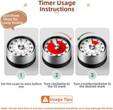 Kitchen Timer - Timer - Kitchen Timer - Egg Timer - Stopwatch - Mechanical Timer - Time Clock - Pomodoro - Kitchen Utensils - Cooking Utensils - Baking Utensils - Gadgets - Alarm Clock - Clock - Stainless Steel - Magnet - Cooking - White - 1 Piece