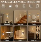 Indoor Wall Lamp - Night Light with Motion Sensor - Wireless LED Wall Light - Rechargeable Wall Lamp - Stair Lighting - Closet Lighting - Bedroom Lamp - USB Rechargeable - Magnetic -RGB Color Light - Black - 1 Piece