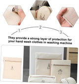 Laundry Bags - Laundry Bag Set - Laundry Net - Laundry Nets - Bra Wash Bag - Lingerie Wash Bag - Clothing Protection - Washing Machine - Protection - Organizer - Travel Organizer - Mesh - Fine Mesh - Honeycomb - Luxury - Embroidery - Beige - Set of 6