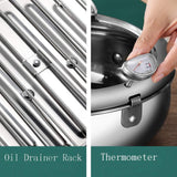 Deep fryer - Tempura pan - 20 cm - Stainless steel pan - Kitchen accessories - Japanese deep fryer - Induction deep fryer - Deep fryer - Cooking pot - Stainless steel pan - Small deep fryer - Kitchen utensils - Household - Silver - 1 piece