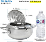 Deep fryer - Tempura pan - 20 cm - Stainless steel pan - Kitchen accessories - Japanese deep fryer - Induction deep fryer - Deep fryer - Cooking pot - Stainless steel pan - Small deep fryer - Kitchen utensils - Household - Silver - 1 piece