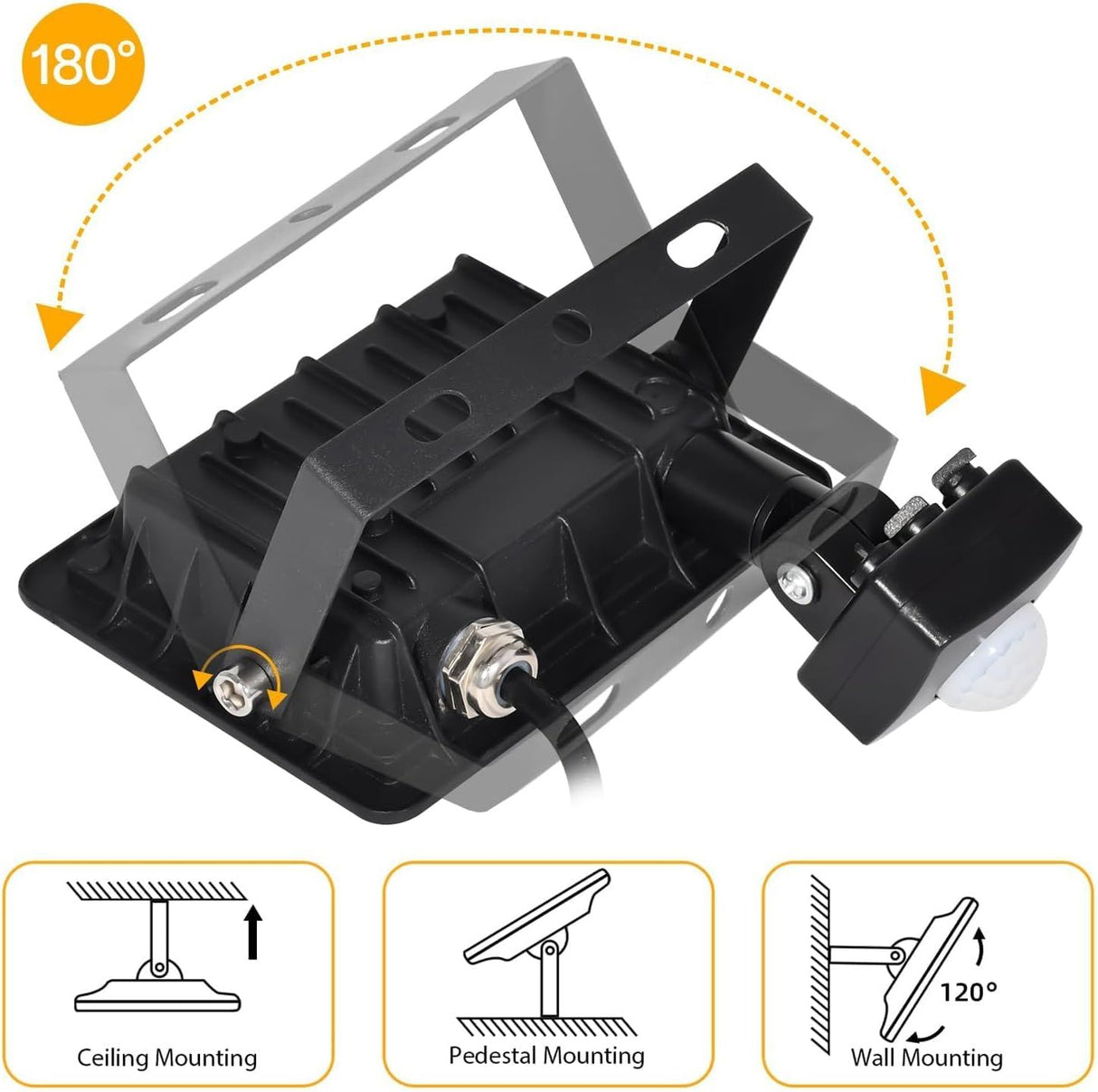 50W LED Floodlight with Motion Sensor IP66 Waterproof 5000LM 6500K Cool White