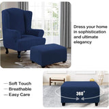 Square Ottoman Cover Soft Jacquard Stretch Footstool Cover Light Gray, Size S