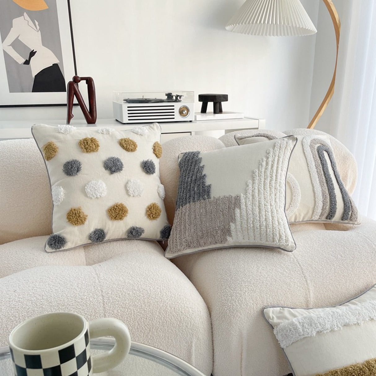Walbest Boho Throw Pillow with Braided Rope Pattern And Tassels Soft Cotton Linen Textured Cushion for Sofa Bed Office 45x45cm B