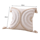 Walbest Boho Throw Pillow with Braided Rope Pattern And Tassels Soft Cotton Linen Textured Cushion for Sofa Bed Office 45x45cm B